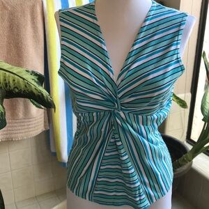 Fiorlini International teal striped sleeveless top